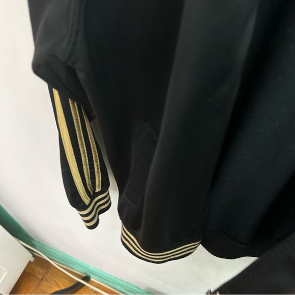 Adidas Womens Size Small Full Zip Long Sleeve Track Jacket Black Gold - Picture 7 of 8